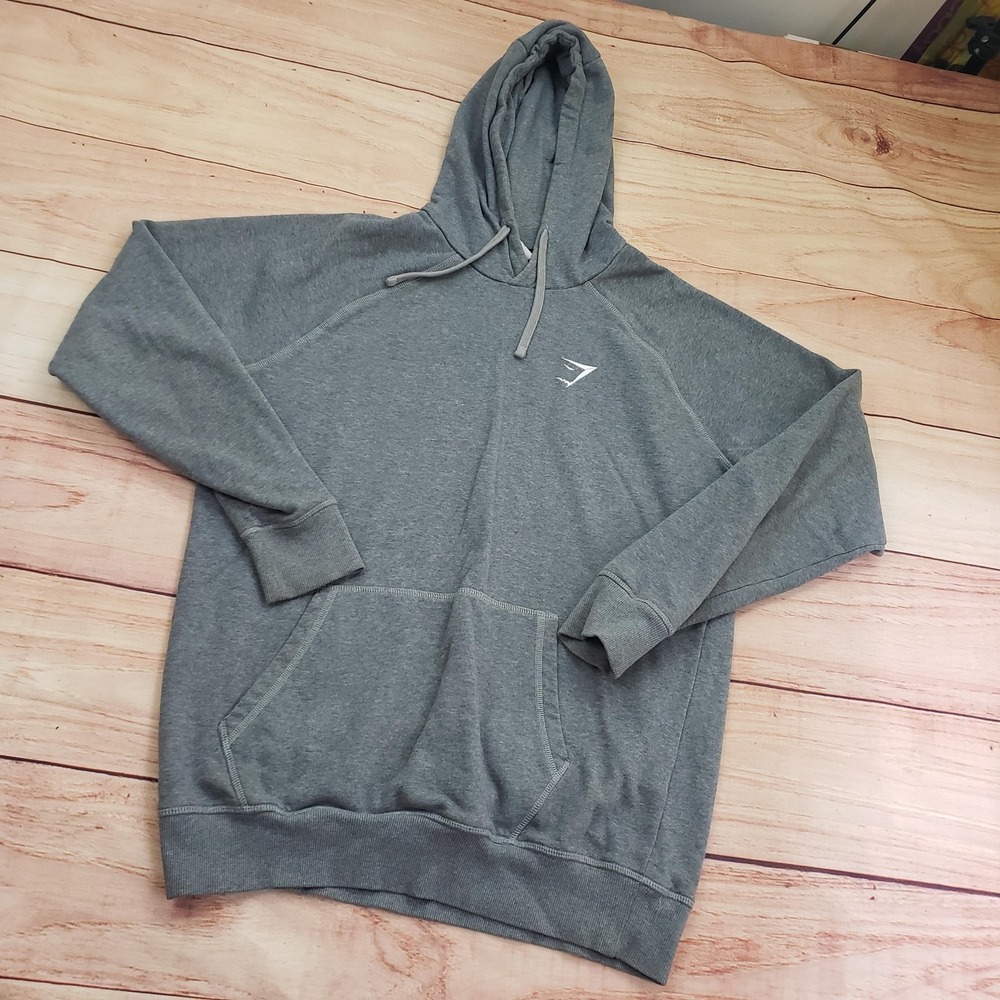 Gymshark‎ Hoodie Mens Medium Gray Pullover Sweatshirt Athletic Kangaroo Pocket